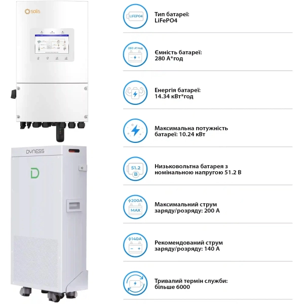 Купити Система зберігання енергії Solis SV-1SL6K1-SV14.3K1-1 6kW 14.3kWh 1BAT LiFePO4 6000 циклів (SV-1SL6K1-SV14.3K1-1) - фото 5
