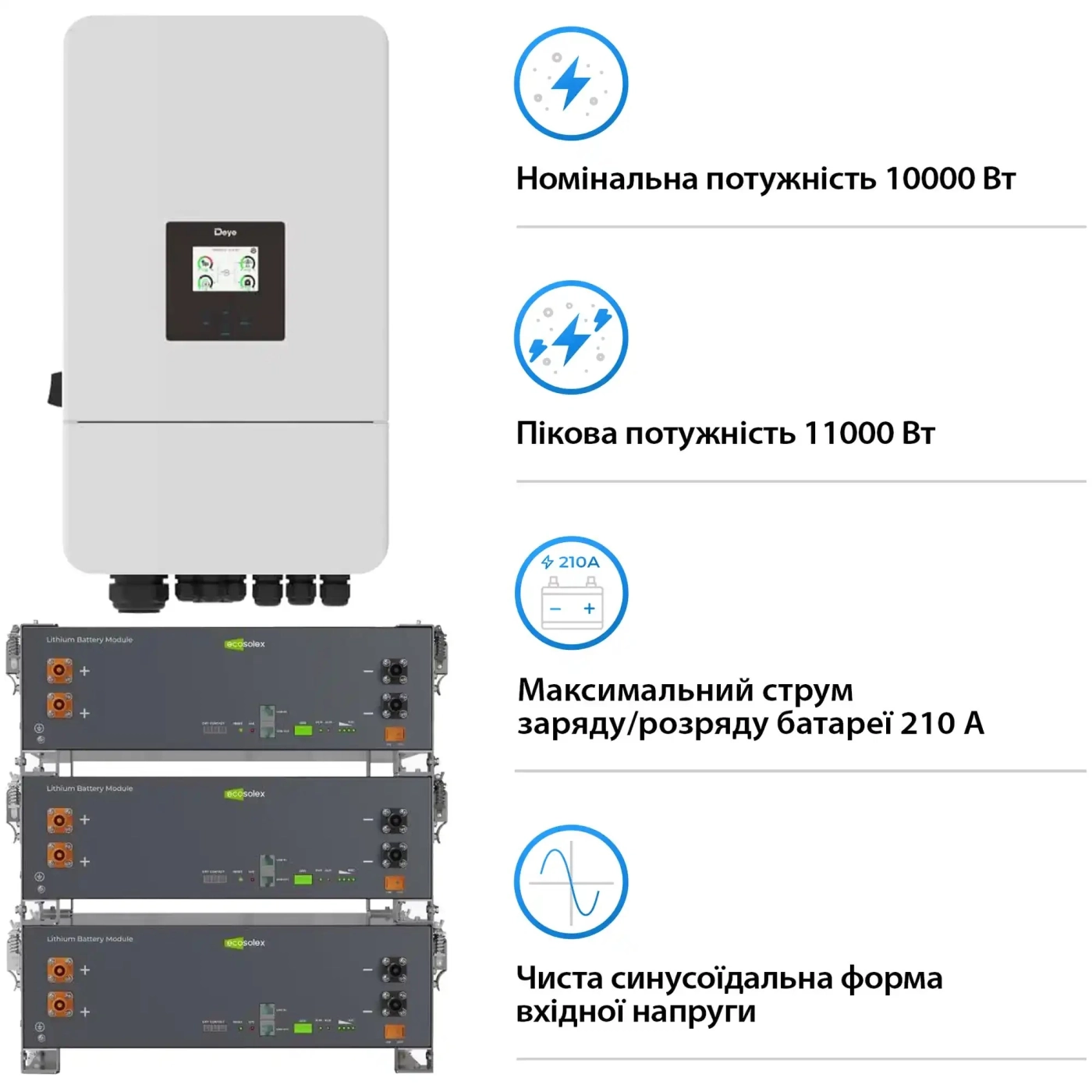 Купити Система зберігання енергії DEYE SV-3DE10K1-LEC15K1-1 10kW 15.4kWh 3BAT LiFePO4 ≥6000 циклів (SV-3DE10K1-LEC15K1-1) - фото 3