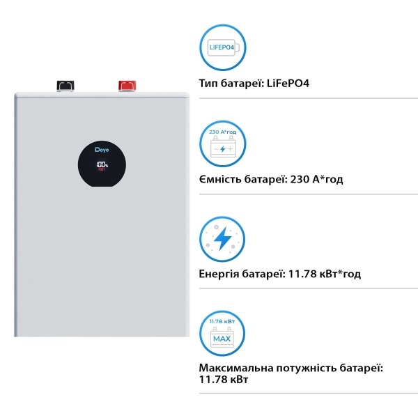Купити Акумуляторна батарея DEYE SE-F12-С LiFePO4 LV 51.2v 230Ah 11.78kwh (SE-F12-C) - фото 3